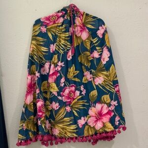 Floral Asymmetrical Dress in Blue and Pink